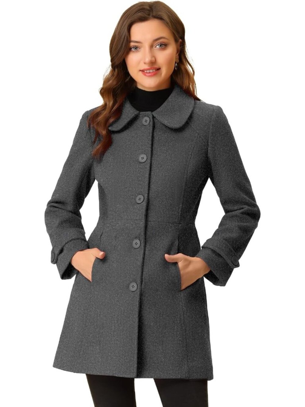Elegant Peter Pan Collar Long Overcoat | Winter Dressy Women's Coat
